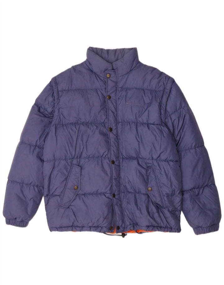 Giacca imbottita con cappuccio da uomo Sergio Tacchini UK 40 Large Blu in poliammide