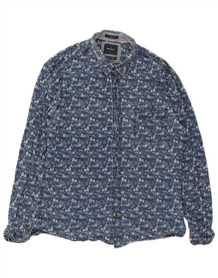 Camicia slim fit da uomo White Stuff in cotone floreale blu medio
