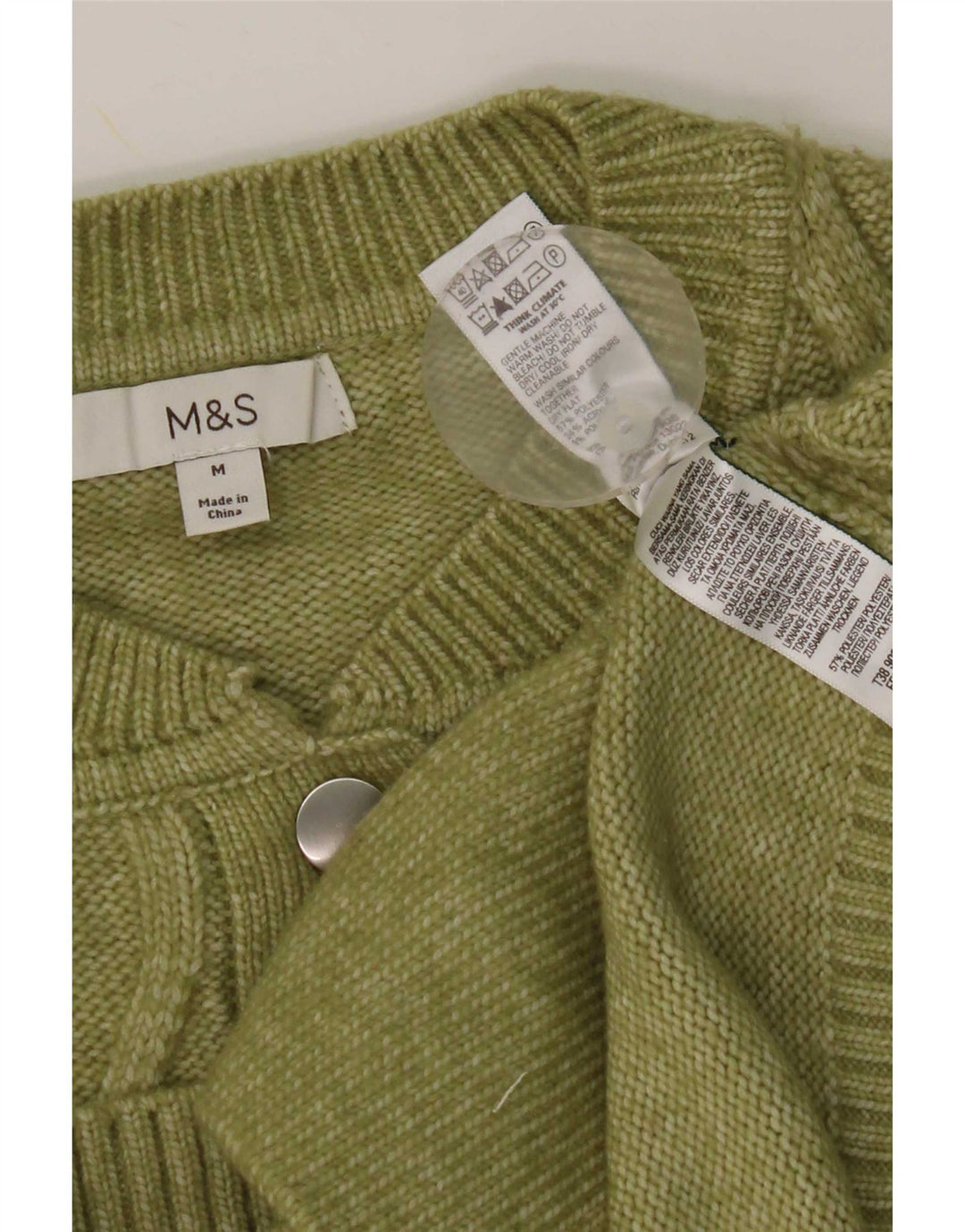 Maglione cardigan da donna Marks & Spencer UK 14 Poliestere verde medio