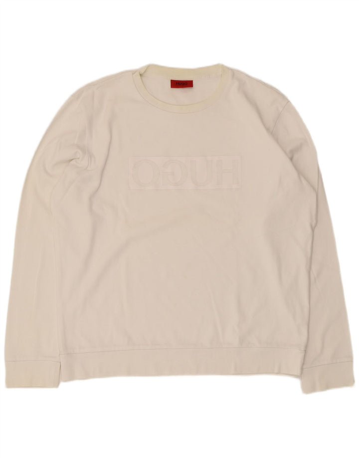 Felpa grafica da uomo Hugo Boss Maglione XL Cotone bianco