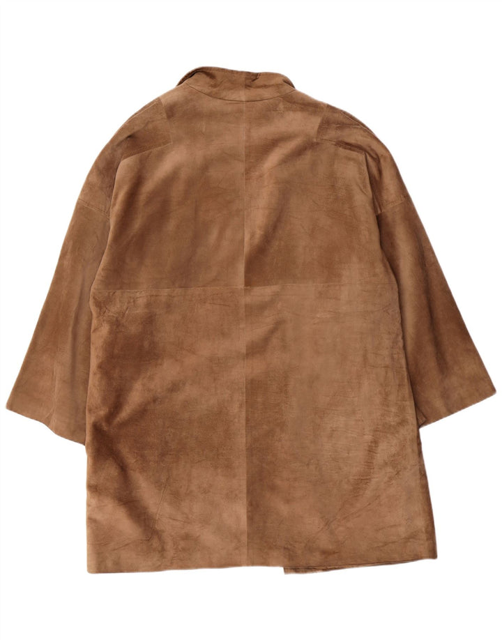 VINTAGE Womens Open Suede Jacket UK 18 XL Brown