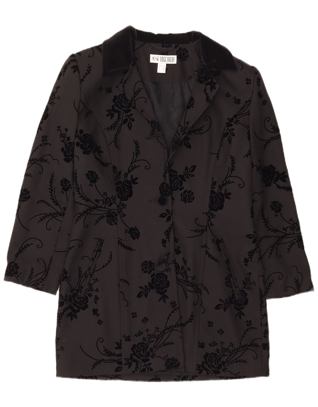 Giacca blazer da donna a 2 bottoni con linea lunga Together UK 12 Medium Black Floral