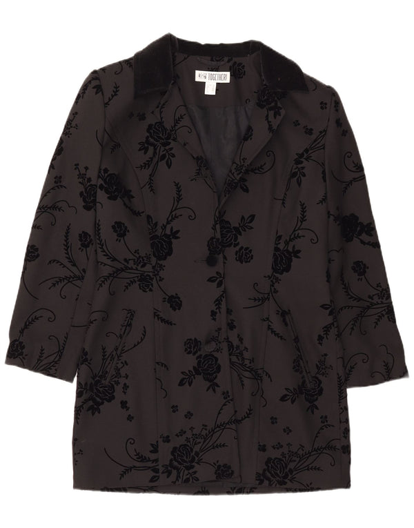 Giacca blazer da donna a 2 bottoni con linea lunga Together UK 12 Medium Black Floral