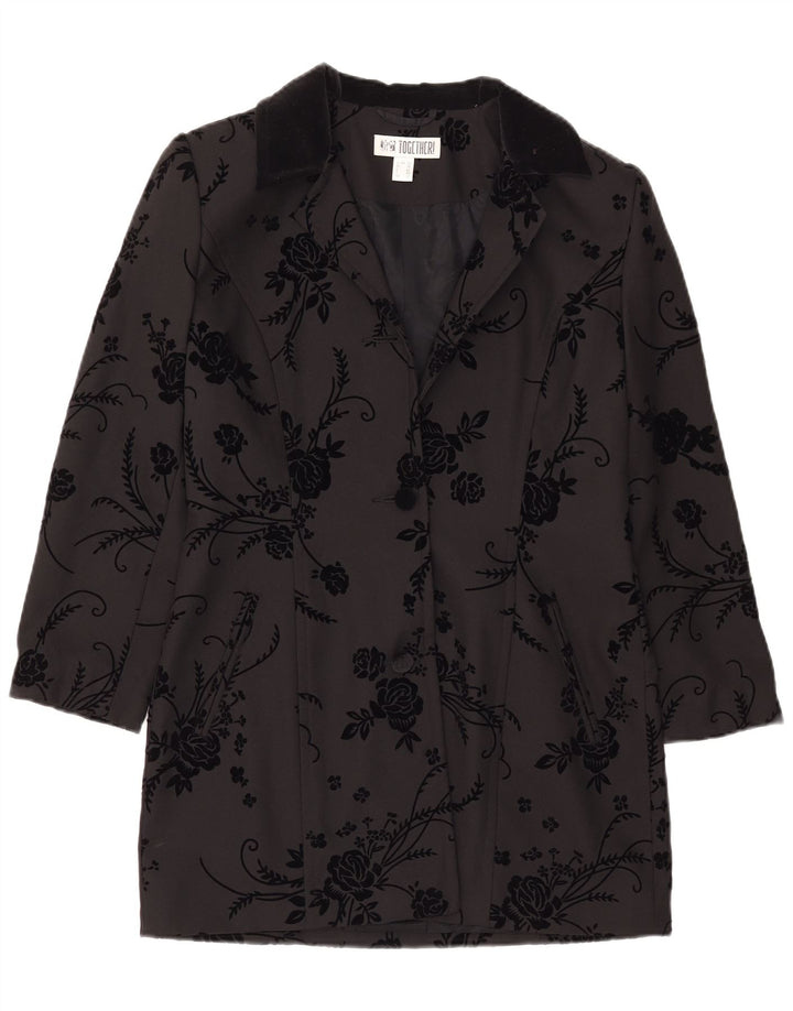 Giacca blazer da donna a 2 bottoni con linea lunga Together UK 12 Medium Black Floral