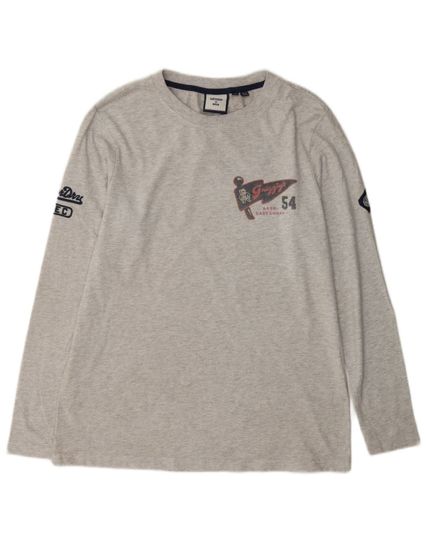 Top grafico da donna a maniche lunghe Superdry UK 12 cotone grigio medio