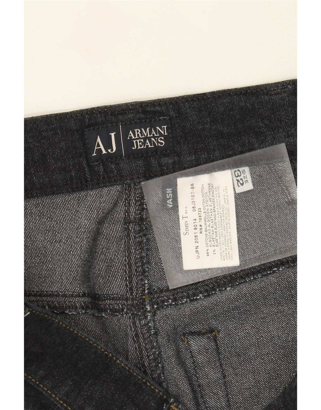 Jeans dritti da donna Armani W32 L34 cotone blu navy