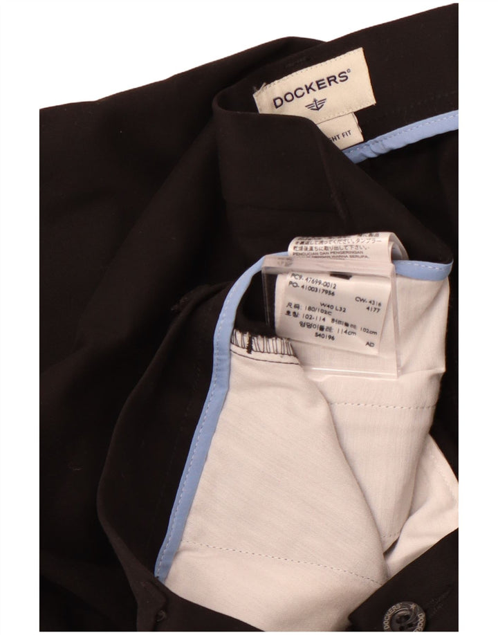 DOCKERS Pantaloni chino dritti da uomo W40 L32 cotone nero