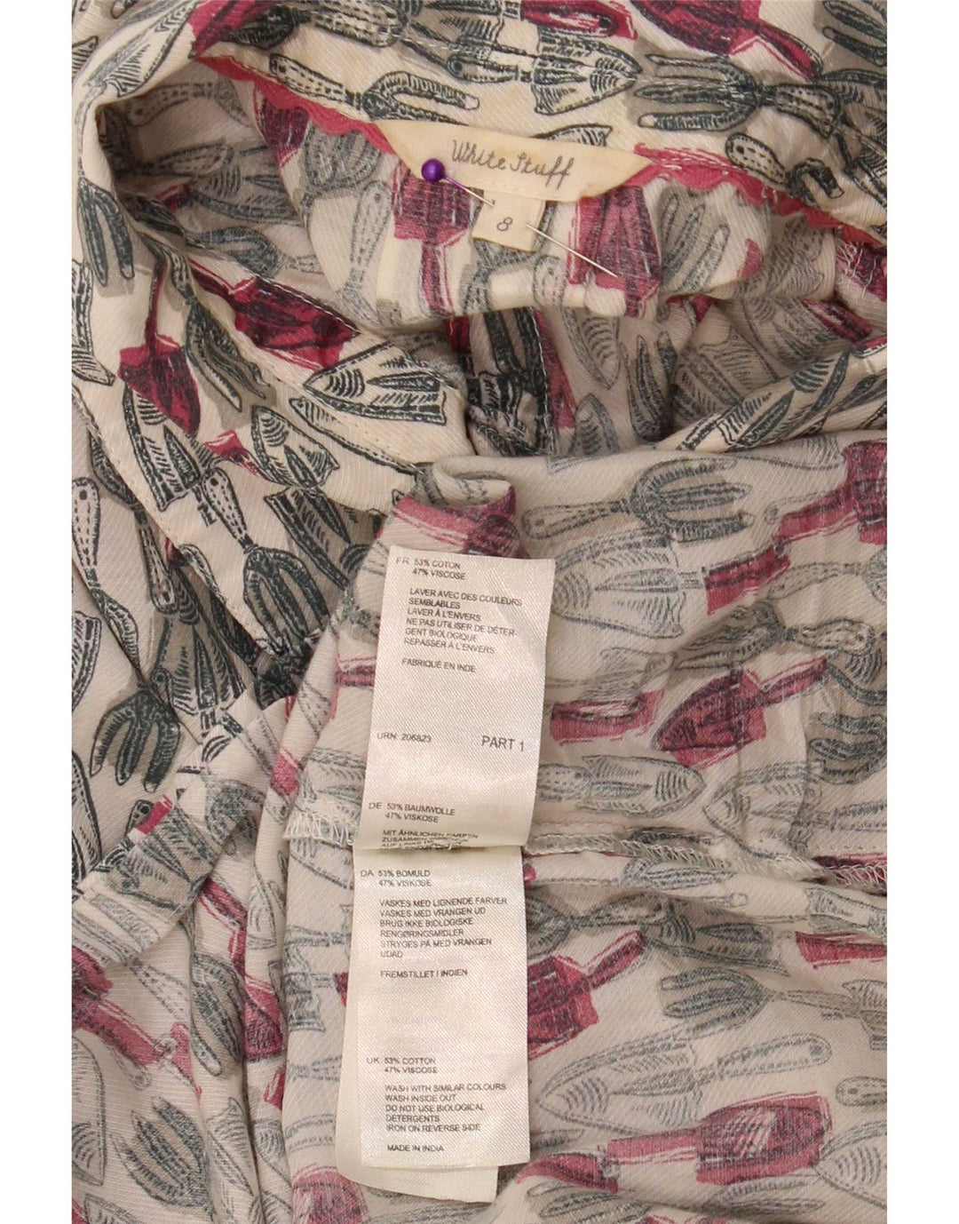 Abito a trapezio con maniche a 3/4 modello astratto da donna White Stuff UK 8 piccolo
