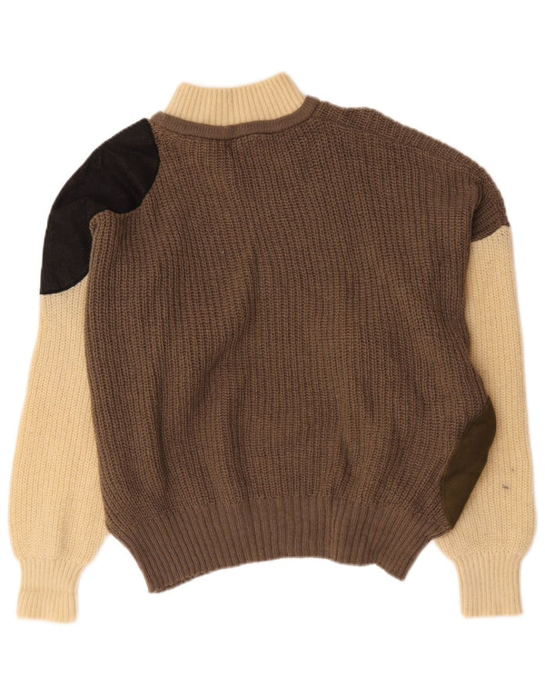 Vintage Womens Turtle Neck Jumper Sweater US 6 Medium Brown Colourblock