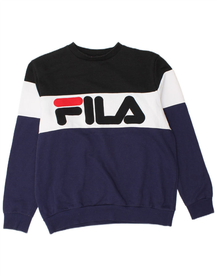 FILA Felpa grafica da uomo Maglione grande in cotone color block blu navy