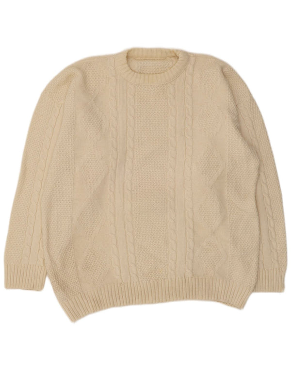 Maglione maglione girocollo da uomo vintage grande beige