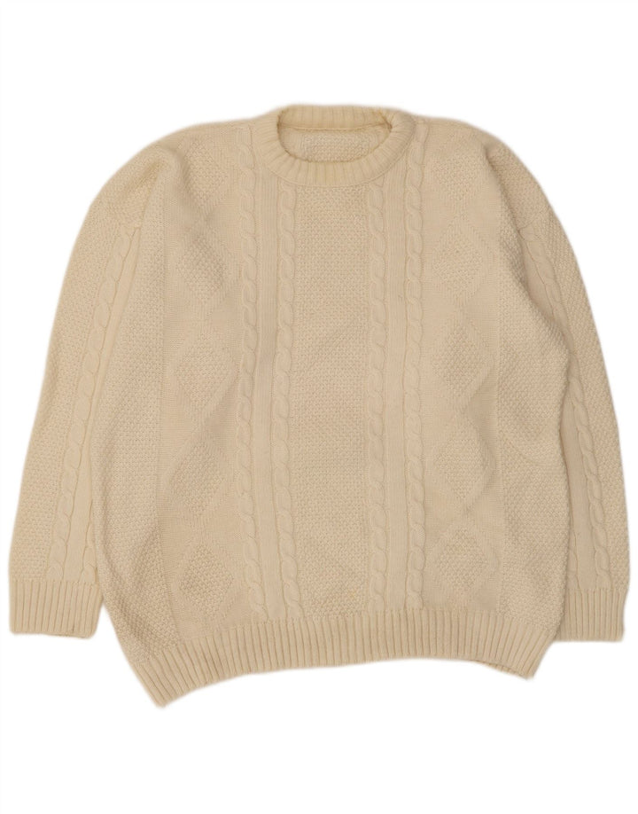 Maglione maglione girocollo da uomo vintage grande beige