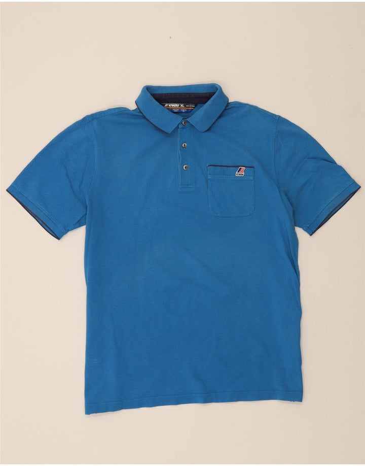 K-WAY Mens Polo Shirt XL Blue Cotton Vintage K-Way and Second-Hand K-Way from Messina Hembry 
