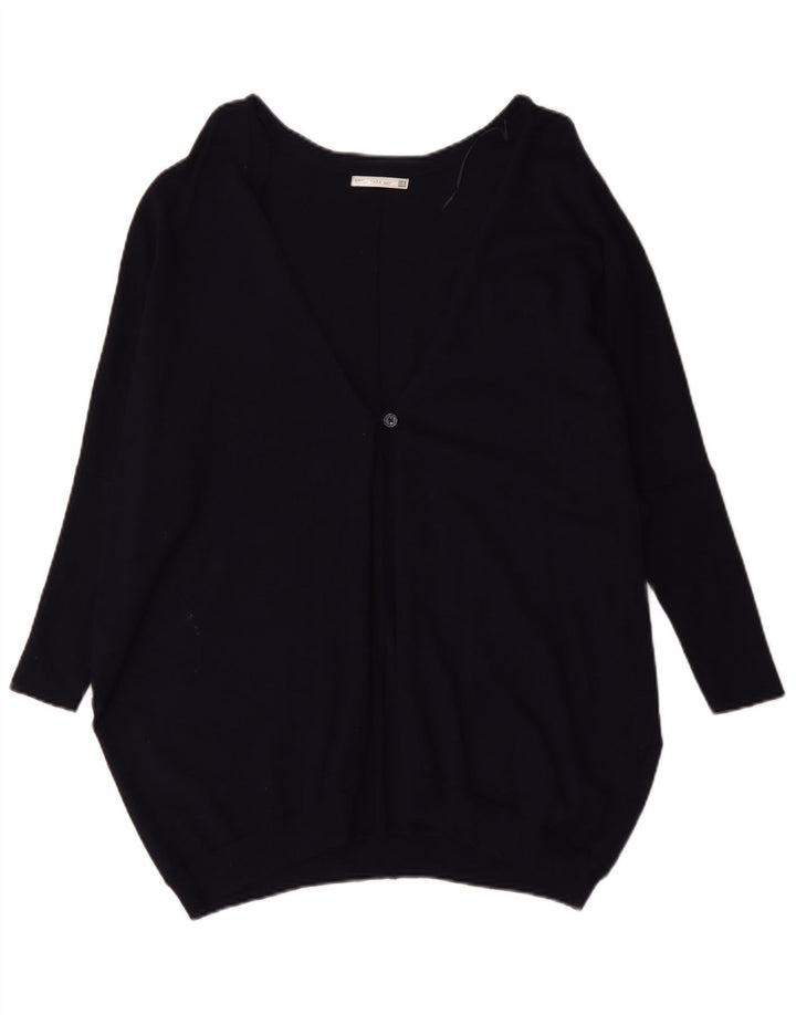 Maglione maglione oversize con scollo a V da donna Zara UK 14 blu navy medio