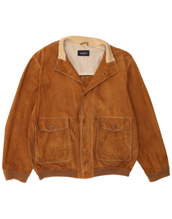Giubbotto bomber da uomo in pelle scamosciata Mabrun IT 54 2XL Beige