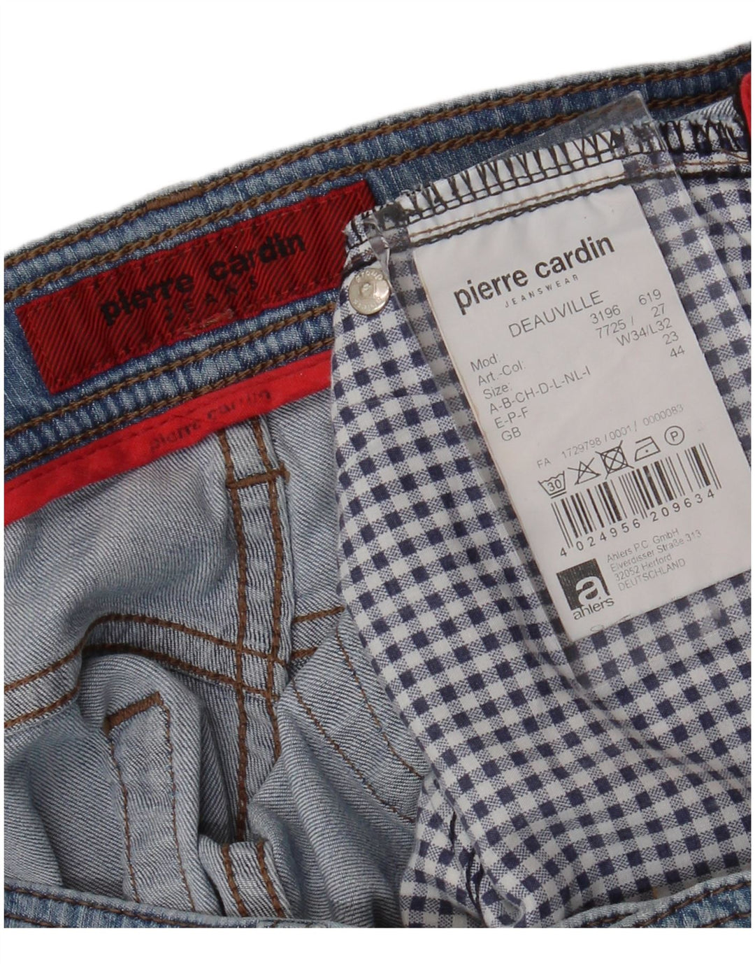 Jeans dritti da uomo PIERRE CARDIN W34 L32 cotone blu