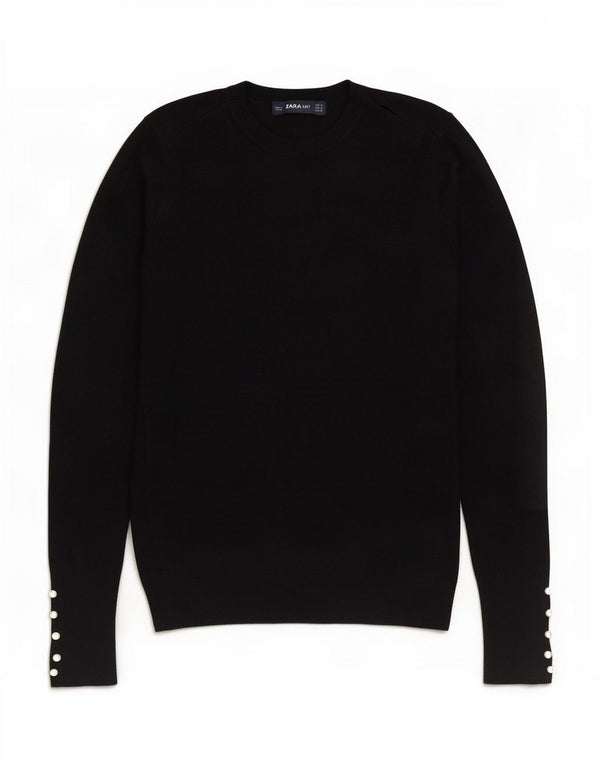 Maglione maglione girocollo da donna Zara UK 8 piccolo nero