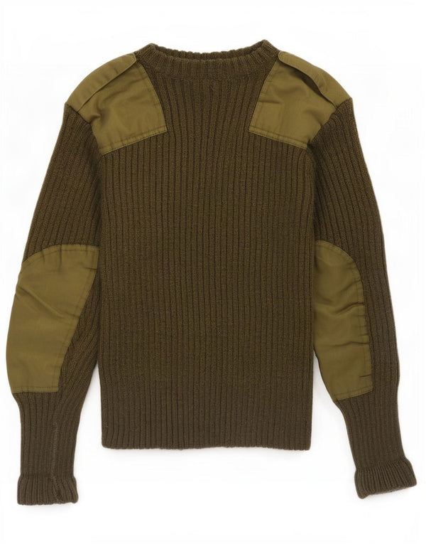 Maglione maglione girocollo militare vintage da uomo XS color kaki