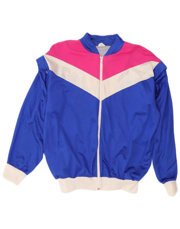 Giacca da tuta da donna DANA UK 14 Large Blue Colourblock anni '80