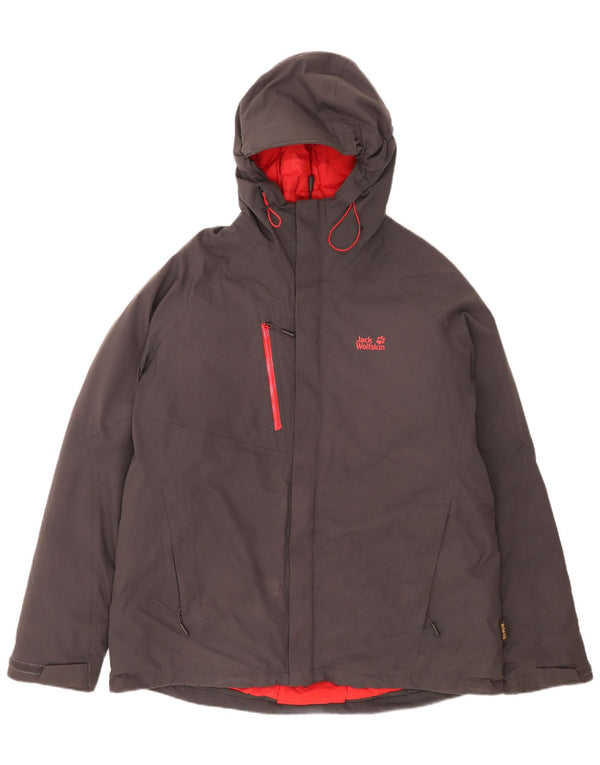 Giacca da sci imbottita con cappuccio da uomo Jack Wolfskin UK 48 2XL Sport in poliestere grigio