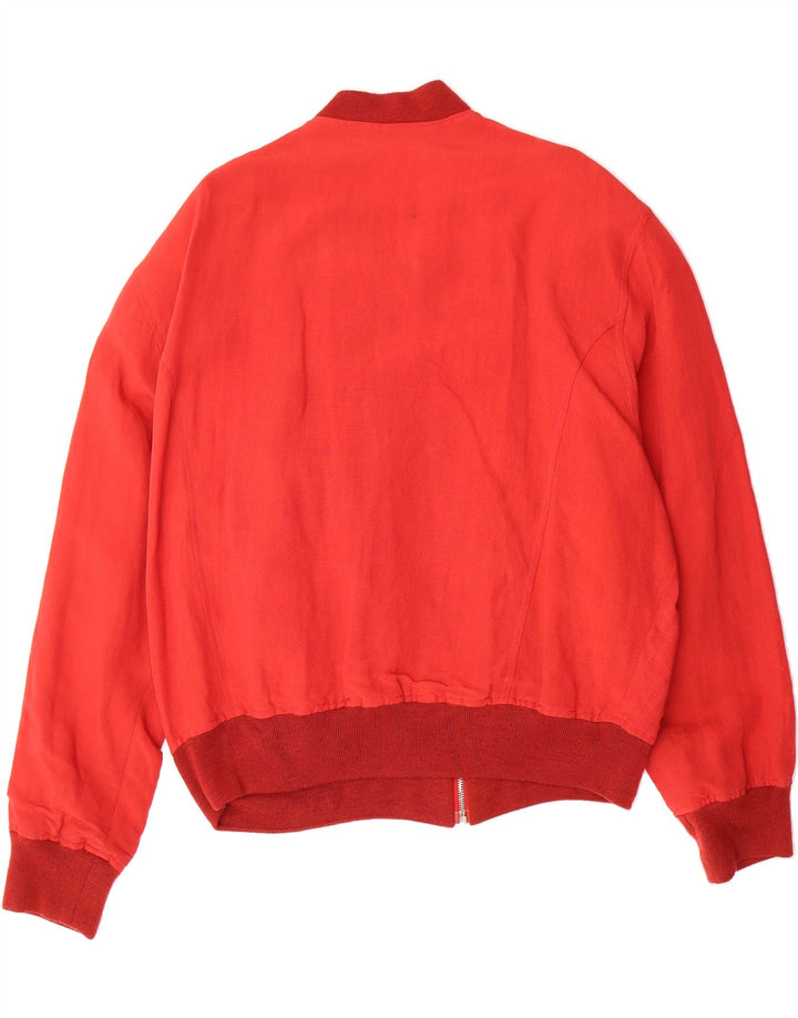 PHOENIX Mens Bomber Jacket UK 38 Medium Red Linen Vintage Phoenix and Second-Hand Phoenix from Messina Hembry 