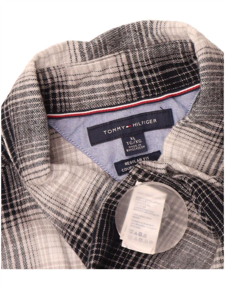 Tommy Hilfiger Uomo Regular Fit Camicia di flanella XL Grigio a quadri in cotone