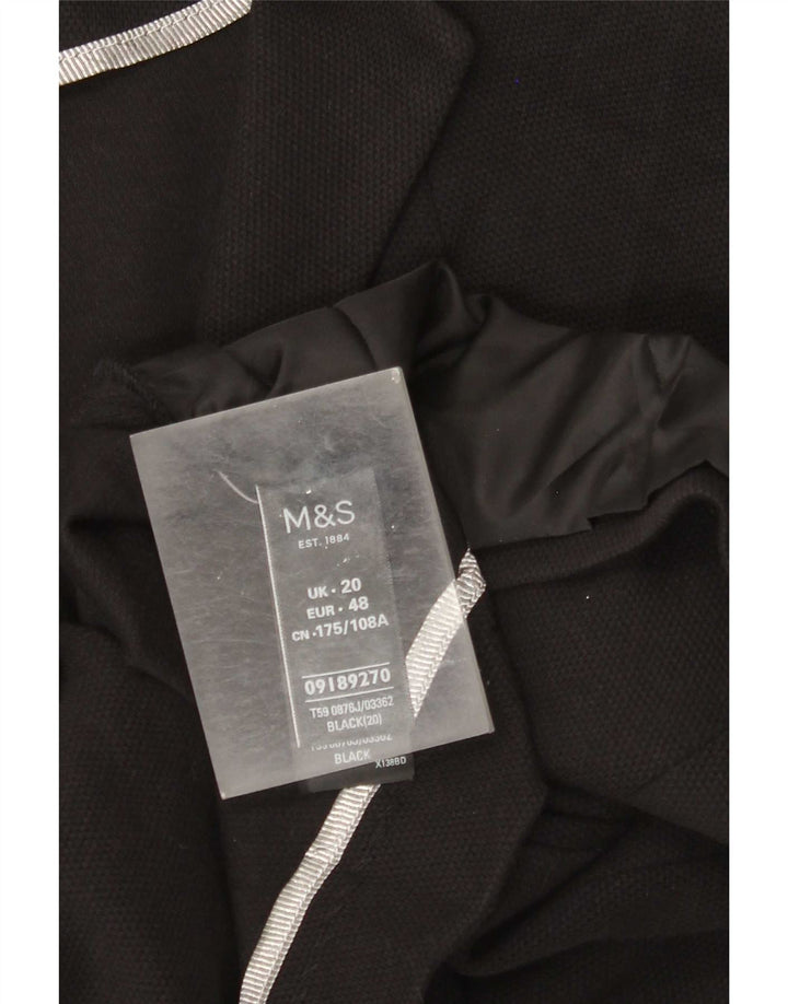 Giacca blazer a 1 bottone Marks & Spencer da donna UK 20 2XL cotone nero