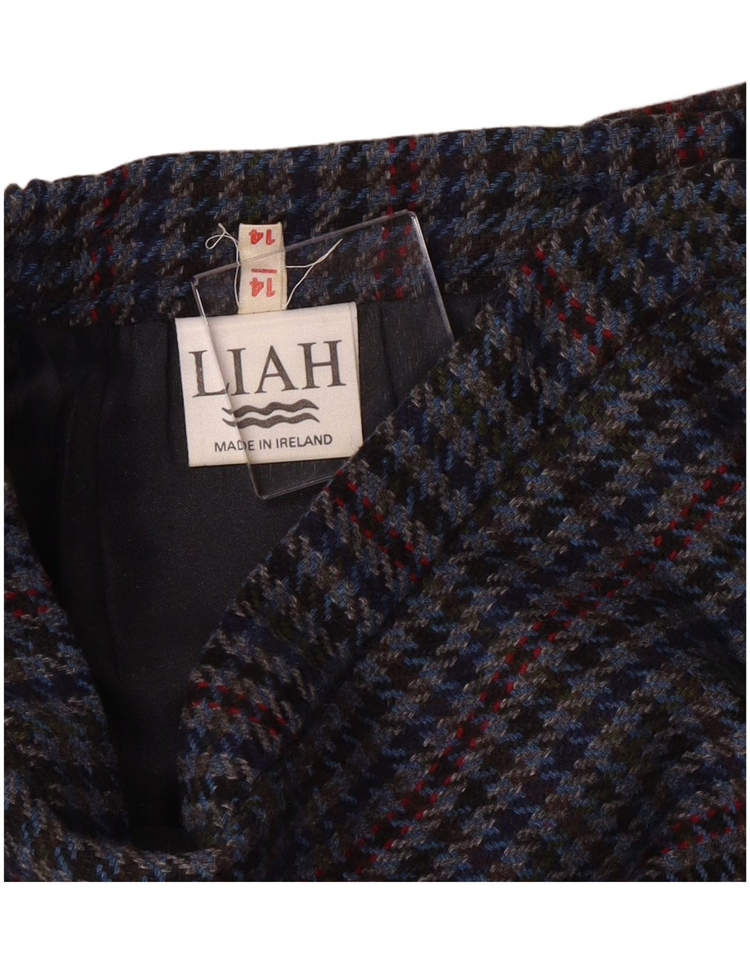 Gonna a tubino vintage da donna UK 14 media W28 pied de poule blu