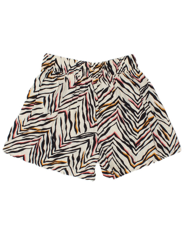 Pantaloncini casual da donna Marks & Spencer UK 8 piccoli W28 stampa animalier bianca