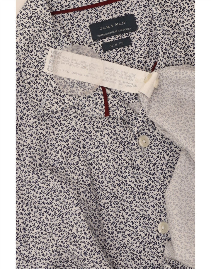 Camicia Zara da uomo slim fit in cotone floreale blu medio