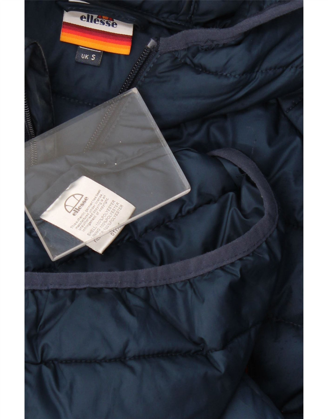 ELLESSE Giacca imbottita con cappuccio da uomo UK 36 Small Poliestere blu navy