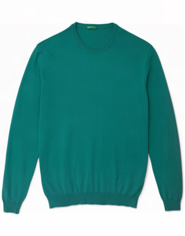 Benetton Maglione da uomo con scollo a barca vestibilità regolare 2XL Turchese