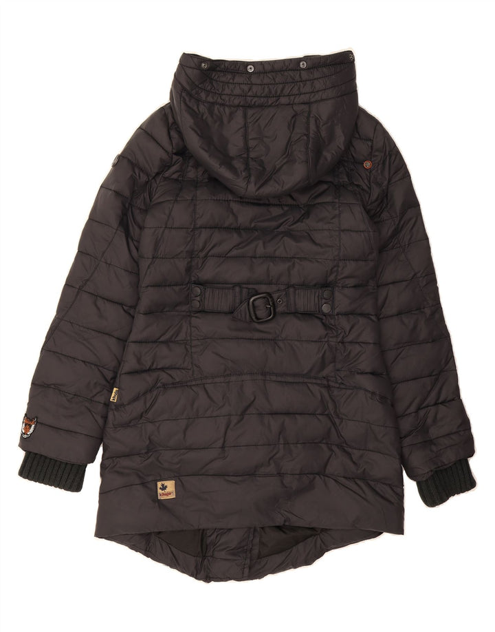 KHUJO Womens Hooded Padded Coat UK 14 Medium Black Vintage KHUJO and Second-Hand KHUJO from Messina Hembry 