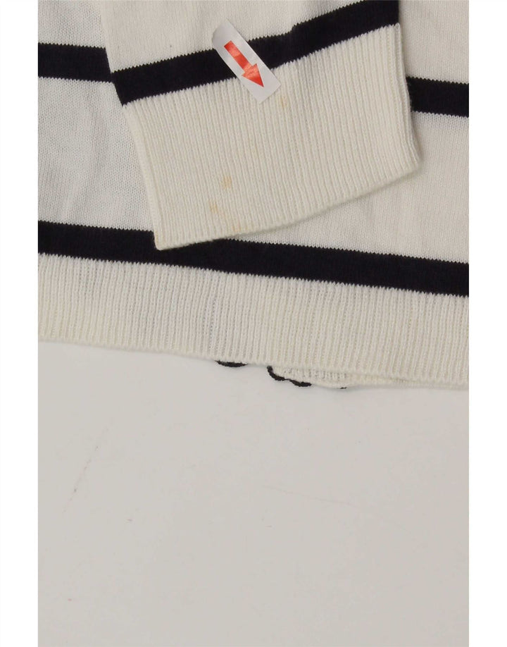 Marks & Spencer Top da donna manica 3/4 UK 8 piccolo cotone a righe bianche