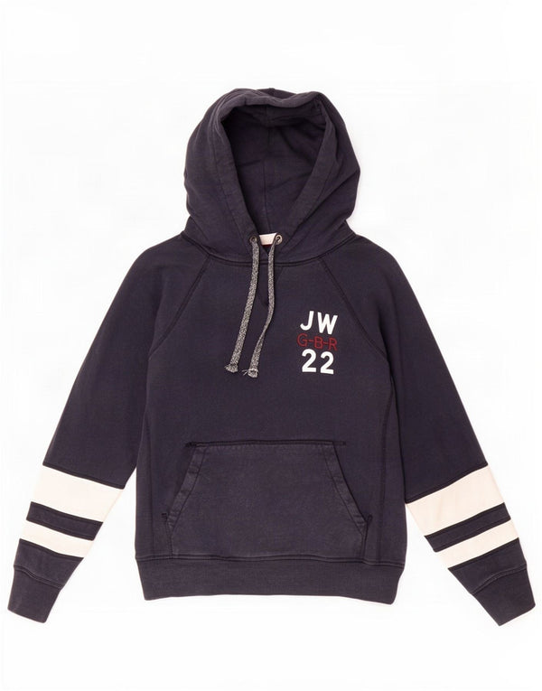 Maglione con cappuccio grafico da donna Jack Wills UK 10 Small Blu Navy Colourblock