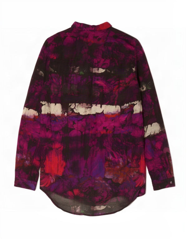 Camicia lunga da donna Hugo Boss UK 10 piccolo cotone floreale viola