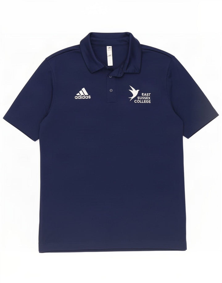 Polo grafica da uomo Adidas piccola in poliestere blu navy