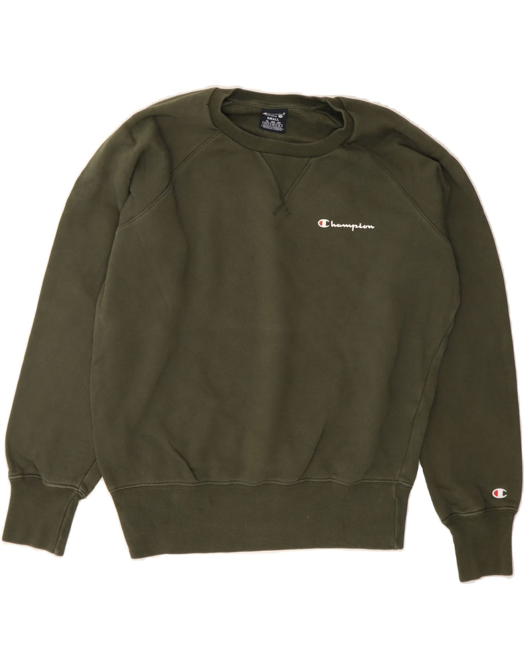 CHAMPION Womens Oversized Sweatshirt Jumper UK 10 Small Khaki Cotton Vintage Champion and Second-Hand Champion from Messina Hembry 