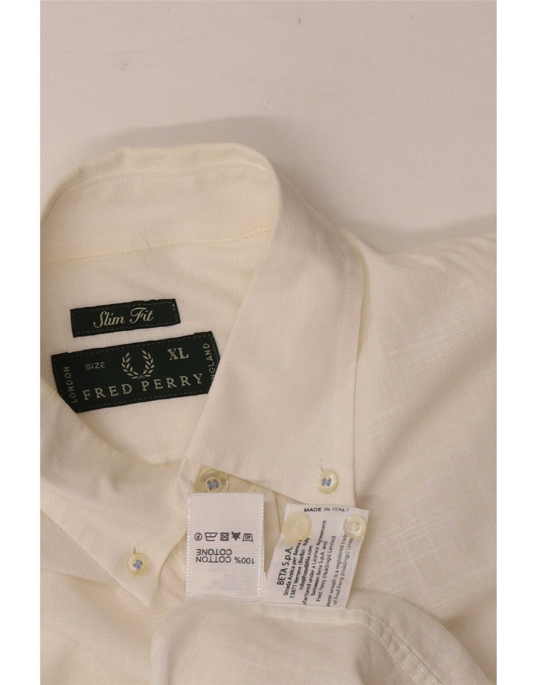 Camicia slim fit da uomo Fred Perry XL in cotone bianco