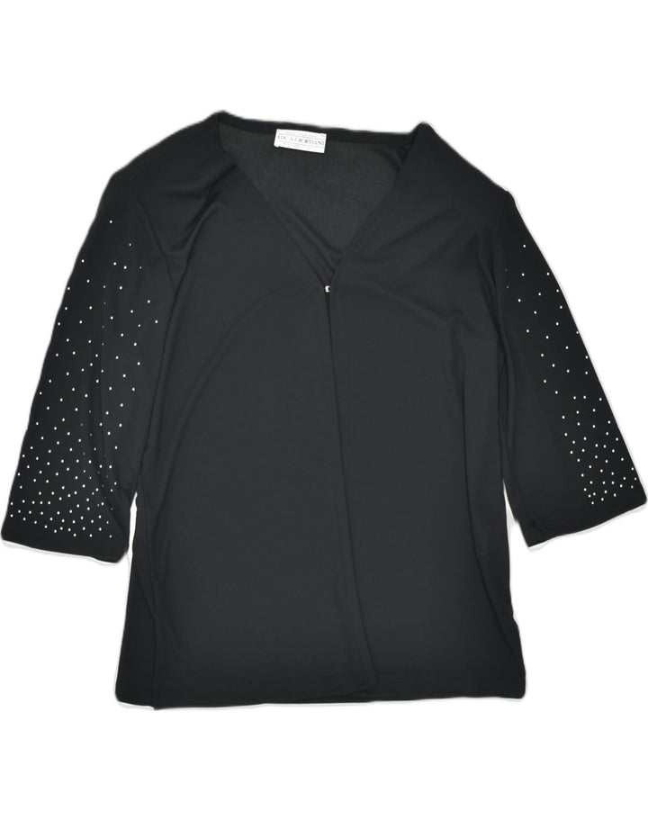 VINTAGE Womens Cardigan Top IT 48 XL Black Viscose | Vintage | Thrift | Second-Hand | Used Clothing | Messina Hembry 