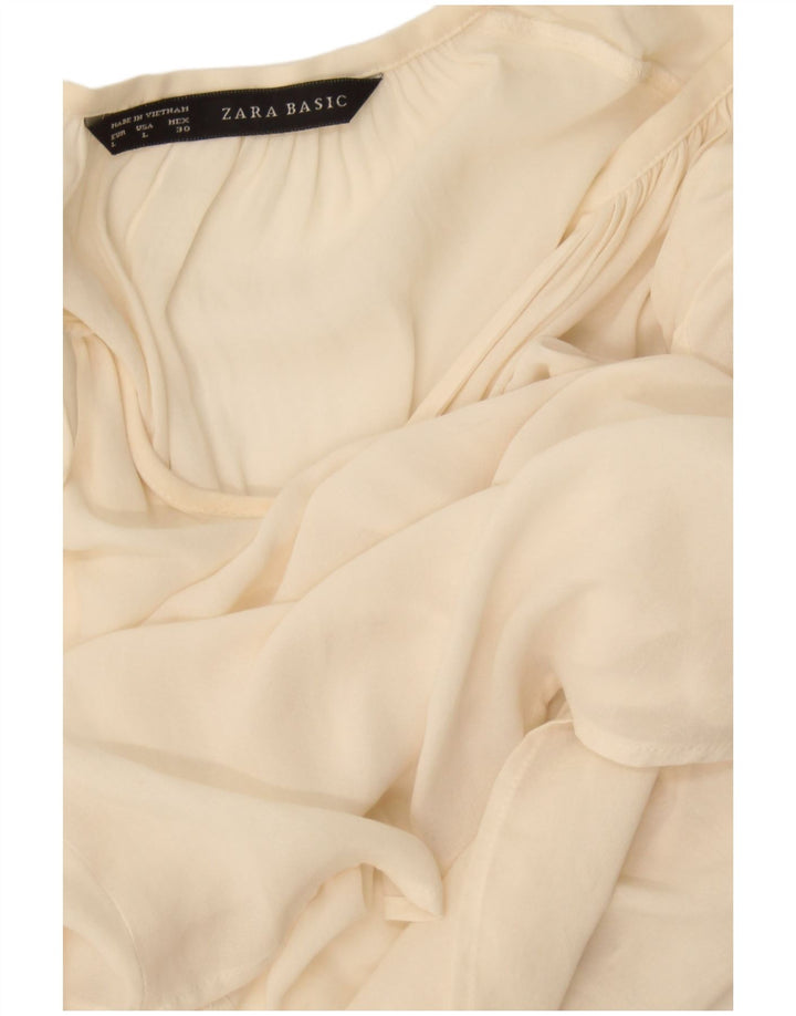 Camicetta oversize a maniche lunghe da donna Zara UK 16 grande bianco sporco