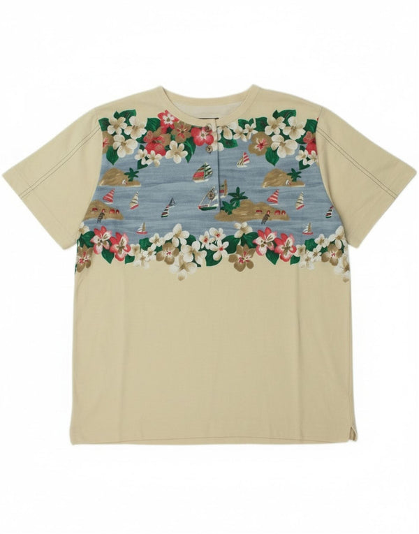 T-shirt grafica da donna Fort & Madox Top EU 44 XL Cotone floreale beige