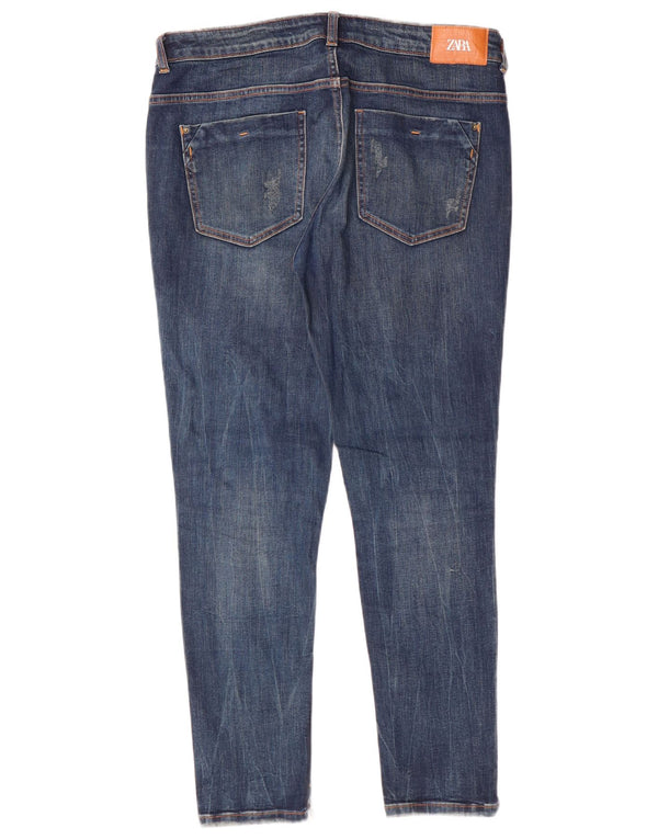 Jeans slim da donna Zara EU 42 Large W32 L28 Blu cotone classico