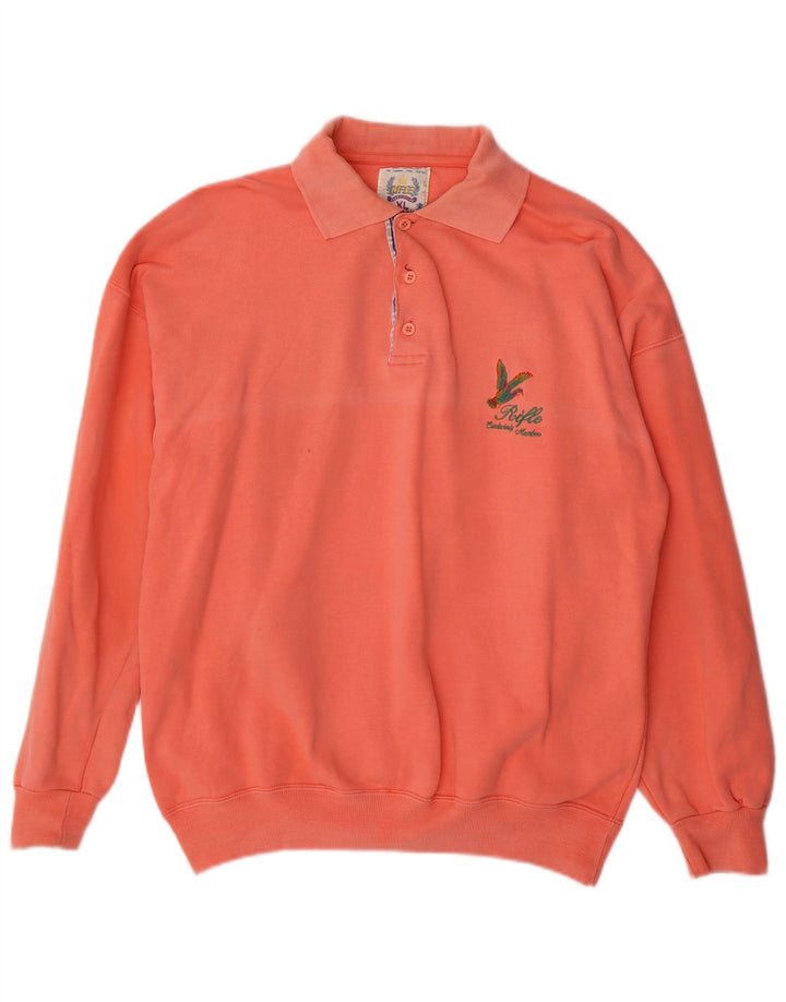 RIFLE Felpa da uomo con collo alto Maglione XL Cotone arancione