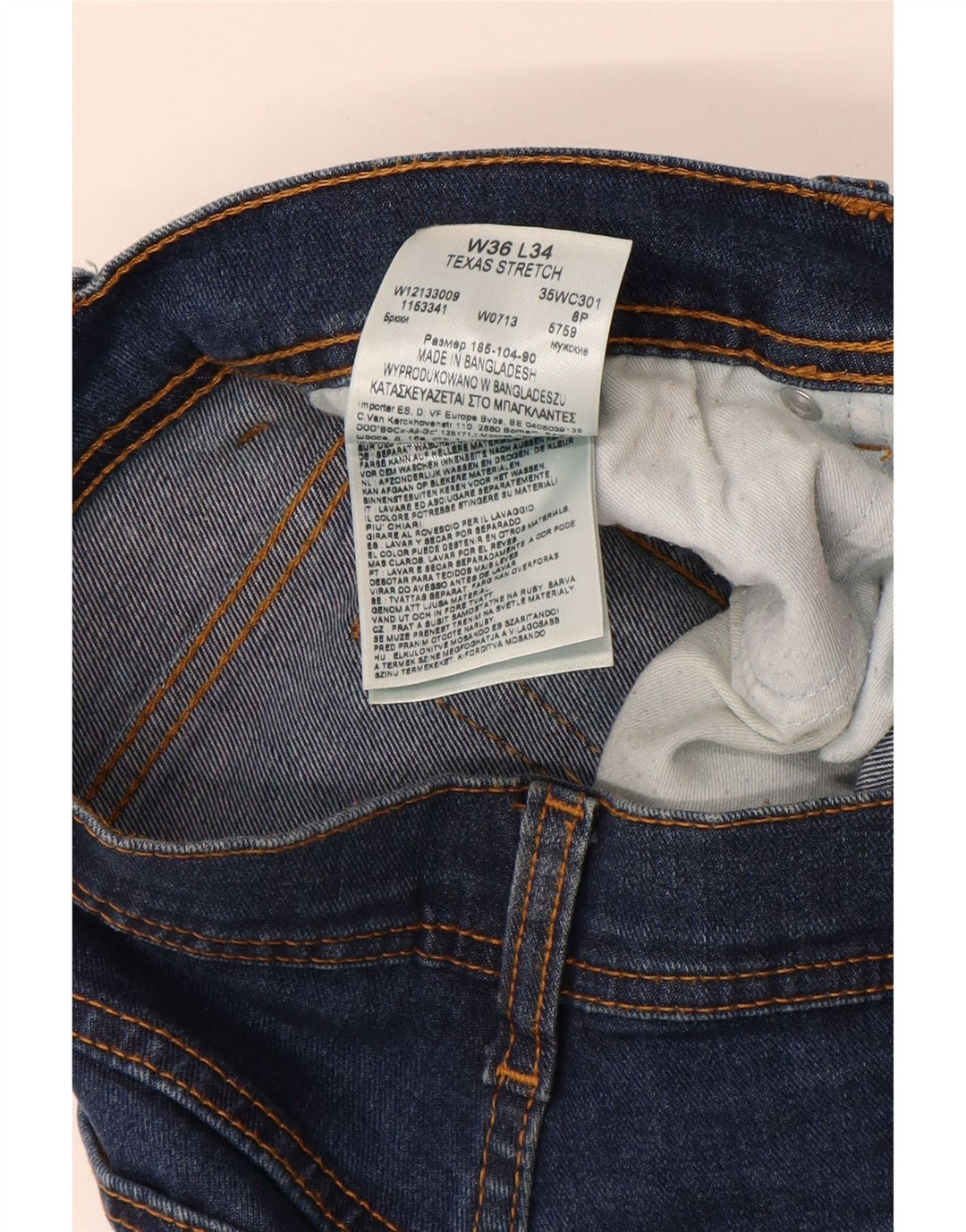 WRANGLER Jeans dritti elasticizzati Texas da uomo W36 L34 cotone blu