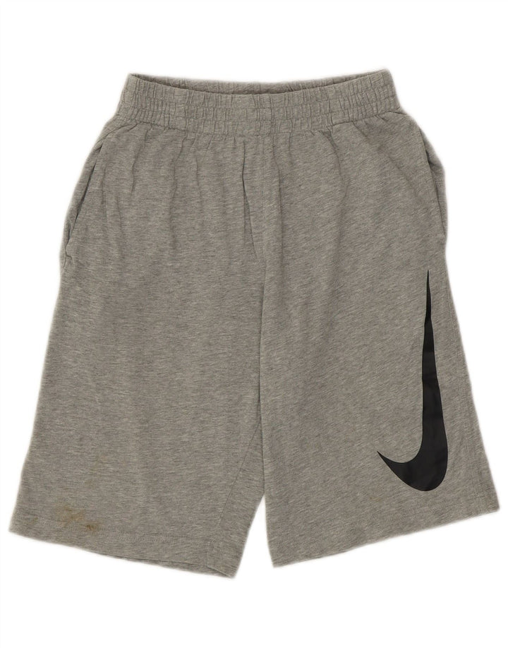 NIKE Boys Graphic Sport Shorts 10-11 Years Medium Grey Flecked Cotton