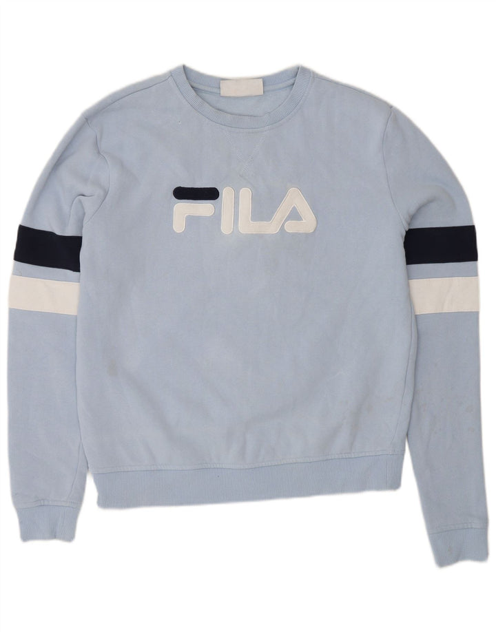 FILA Felpa con grafica da donna Maglione UK 14 Cotone color block blu medio