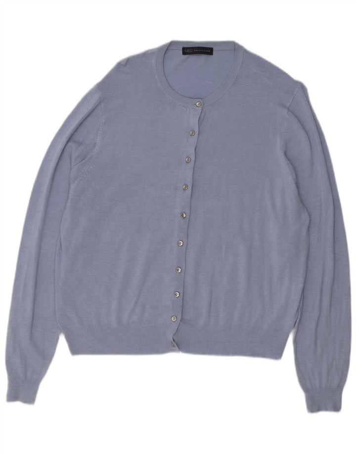 MARKS & SPENCER Maglione cardigan oversize da donna UK 18 XL Viscosa blu