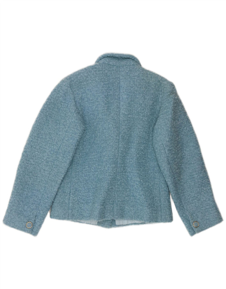 Giacca blazer vintage da donna a 3 bottoni corta UK 12 blu medio