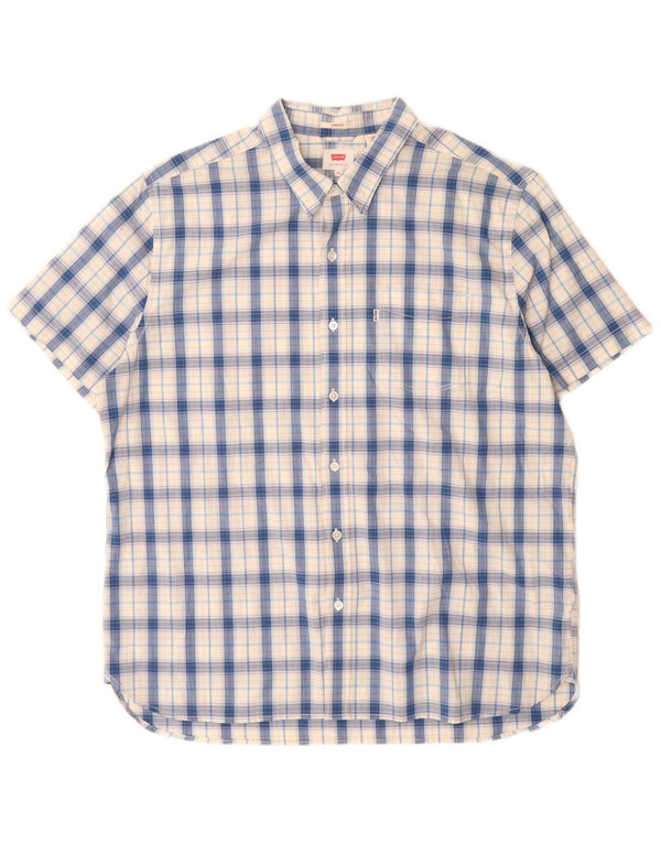 Camicia a maniche corte da uomo Levi's XL in cotone a quadri blu